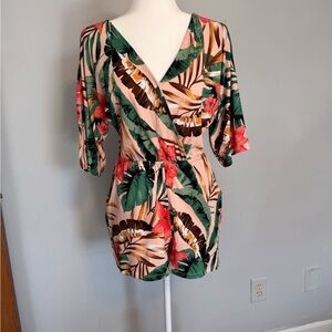 VENUS Pink and Green Floral Romper